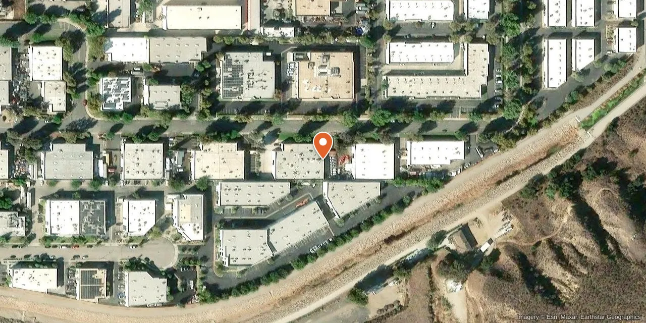 Satellite view of MK Custom Metal at 4584 Runway St, Unit B, Simi Valley, with the shop marked by a pin