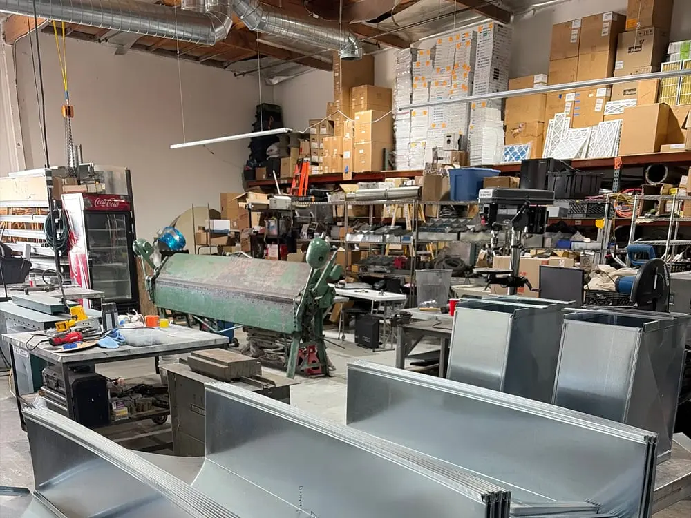Fabricated ductwork in the MK Custom Metal shop
