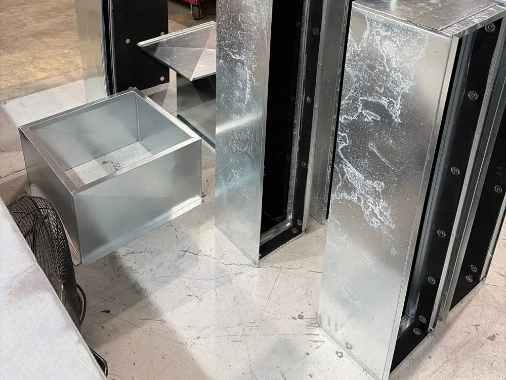 Finished custom duct assemblies ready for delivery
